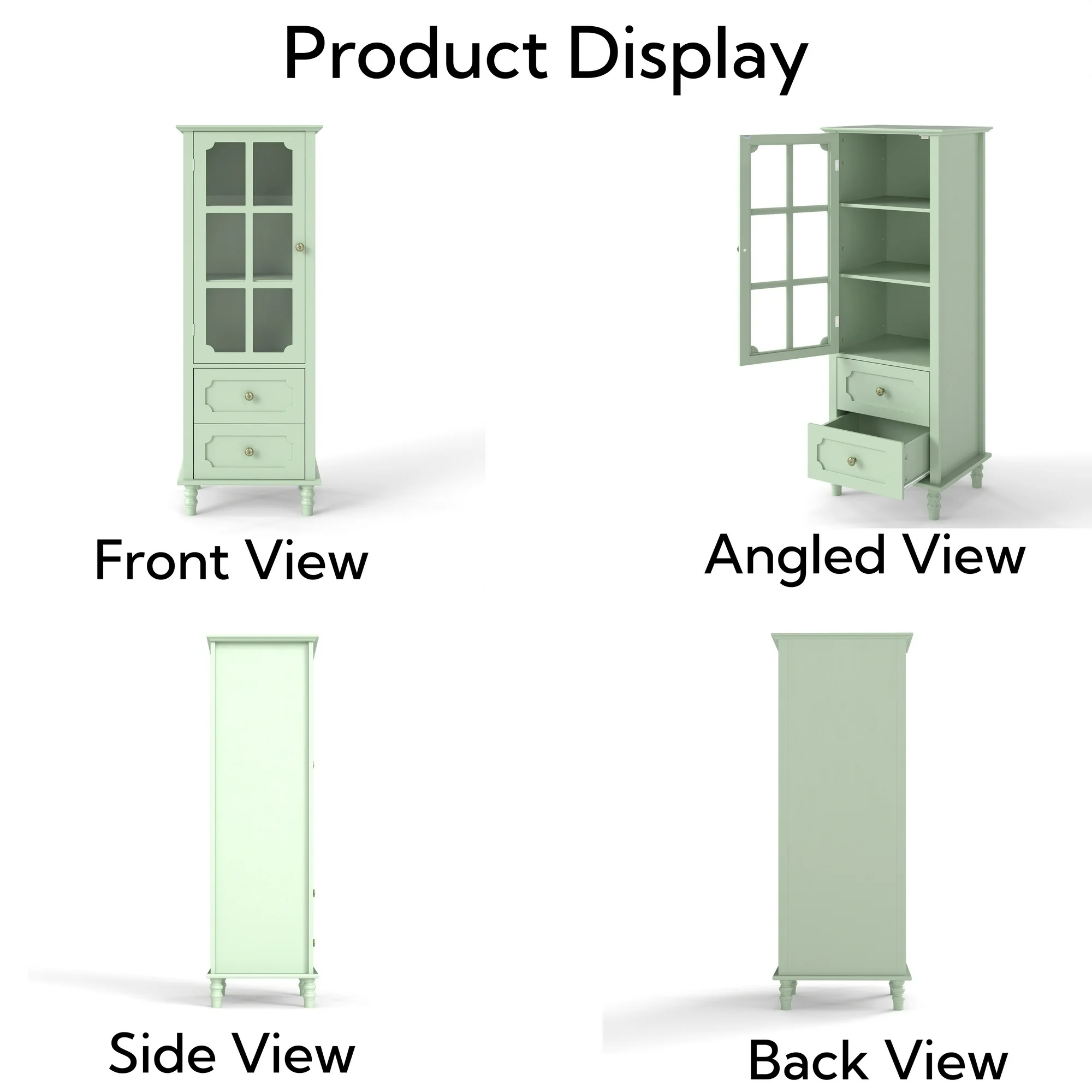 Kitchen Pantry Cabinet with Storage and Glass Doors - Image 2