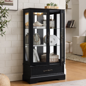 47.44'' Tall Display Cabinet with Drawer & Adjustable Shelves