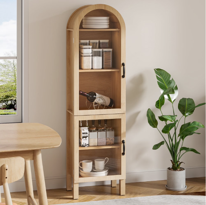 Tall Arched Storage Display Cabinet 5-Shelf